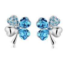 Серьги-гвоздики в виде четырехлистного клевера для женщин, брендовые, высокое качество, популярные серьги с австрийскими кристаллами, 17 цветов, модные ювелирные изделия