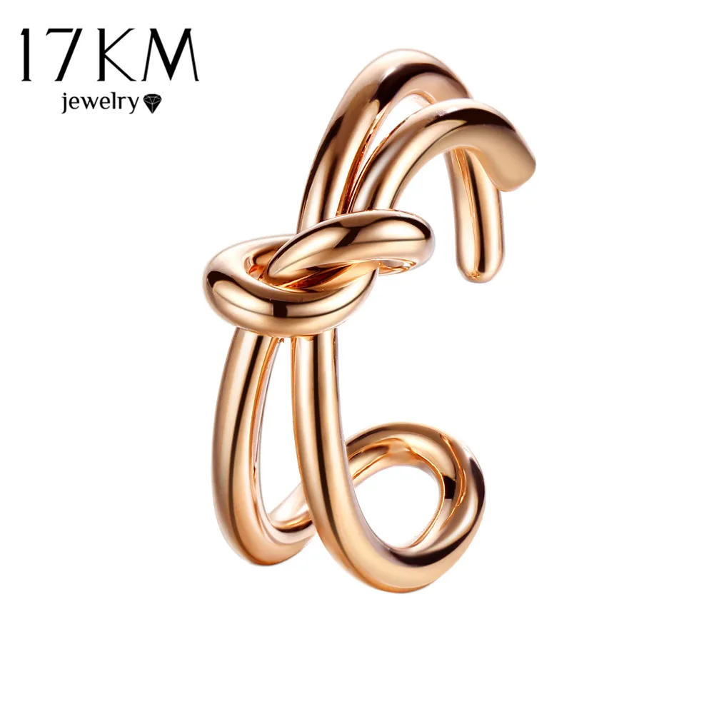 17KM Screw Design Rose Gold Color Copper Rings for Women Men Geometric