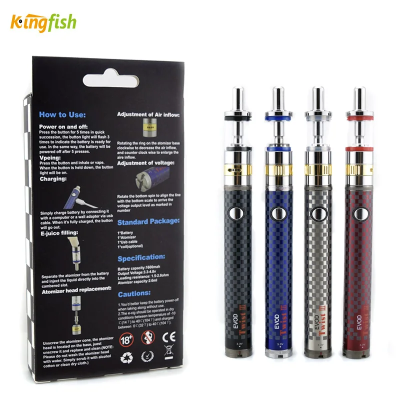Electronic cigarette Evod twist III M16 Gift kits Evod twist 3 Evod VV E cigs battery M16 Airflow control atomier vape pen tank