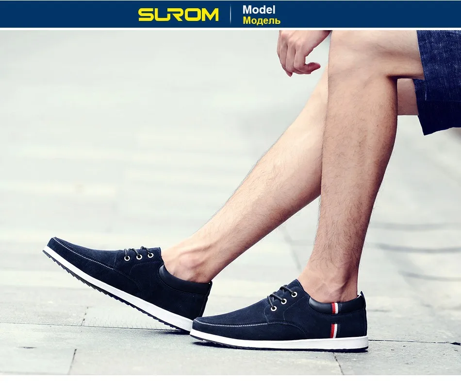 SUROM Autumn Spring Men's Casual Shoes Moccasins Leather Suede Krasovki Men Loafers Summer Luxury Brand Fashion Male Boat Shoes 6