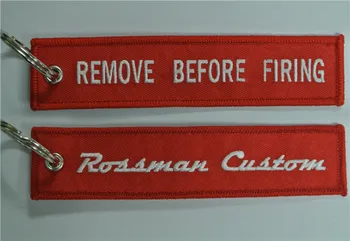 

Remove Before Firing Rossman Custom Fabric Keychain with Customized Embroidered Logo, Accept Any Color and Size