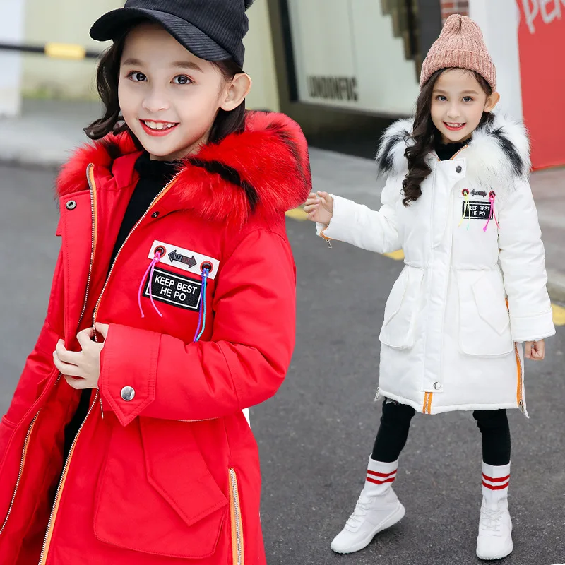 

Winter Coat For Girls Kids Cotton Jacket Casual Children's Outerwear 2018 Casual Long Warm Thick Hooded Kids Outerwear For 4-12Y