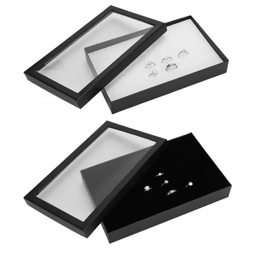 

36 Slot Flocking Jewelry Holder Storage Box Exquisite Flocking Rings Earrings Pendant Necklace Display Case Organizer Tray a