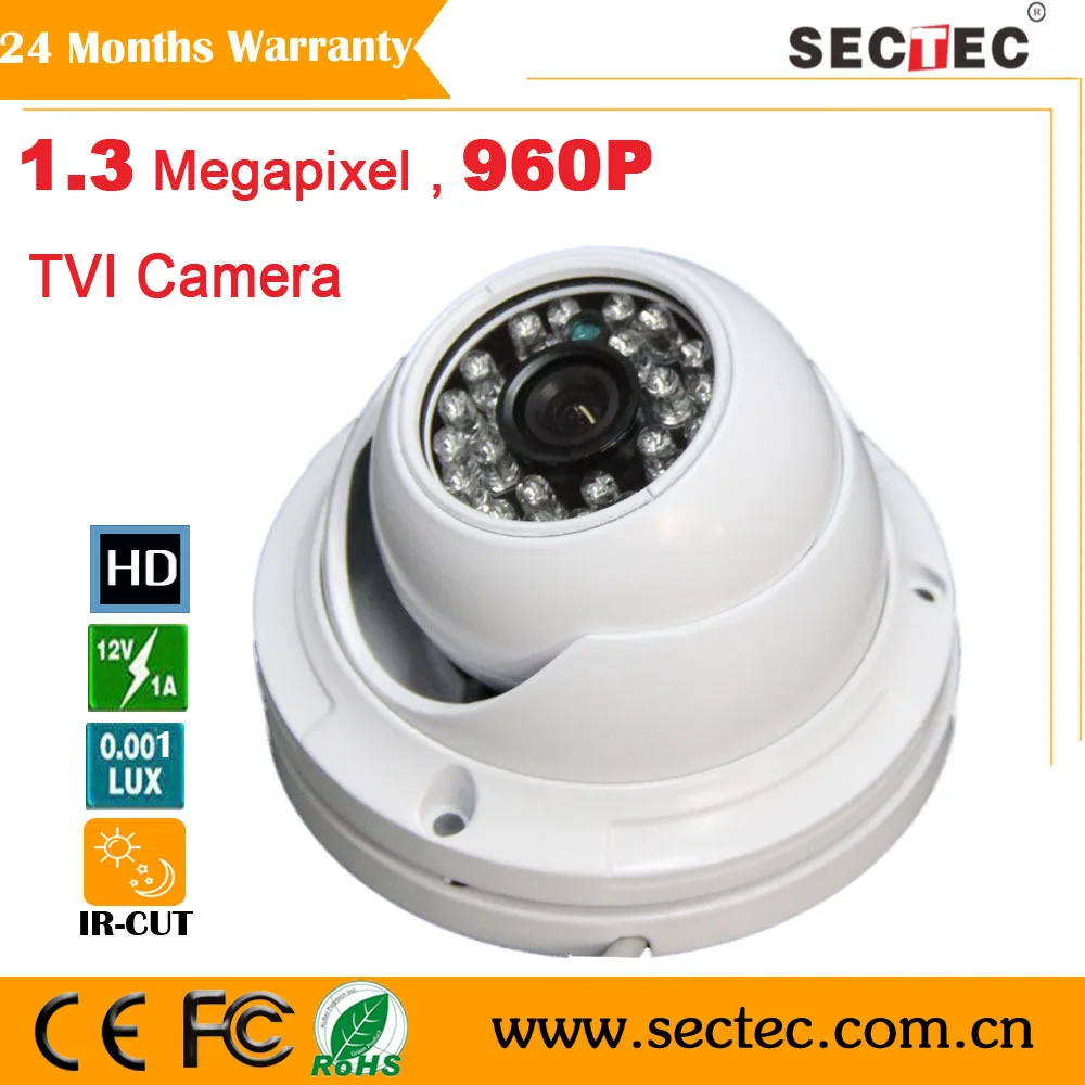 

CMOS 1.3 Megapixel 960P Metal  HD TVI Camera with 3.6mm 3MP Lens IR CUT Dome Camera for indoor use