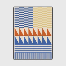 Модные Современные геометрический коврик входной двери/кухня коврики гостиная спальня, зал прикроватной тумбочке ковры синий желтый треугольники полосатый