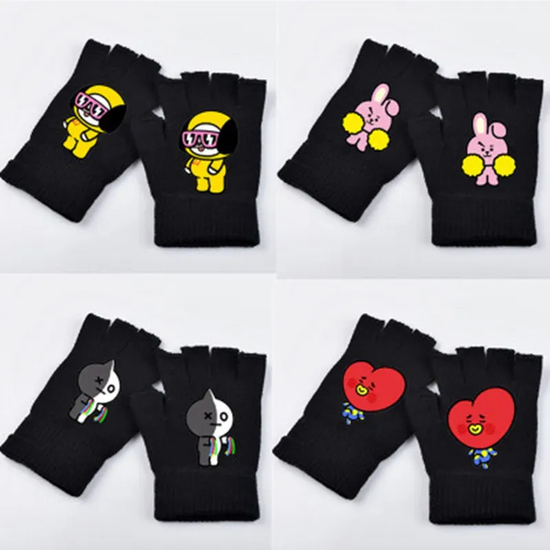 1 пара мужские женские теплые трикотажные перчатки Half-Finger БЦ BT21 Коя CHIMMY TATA печати перчатки Косплэй костюм подарок CZL8643