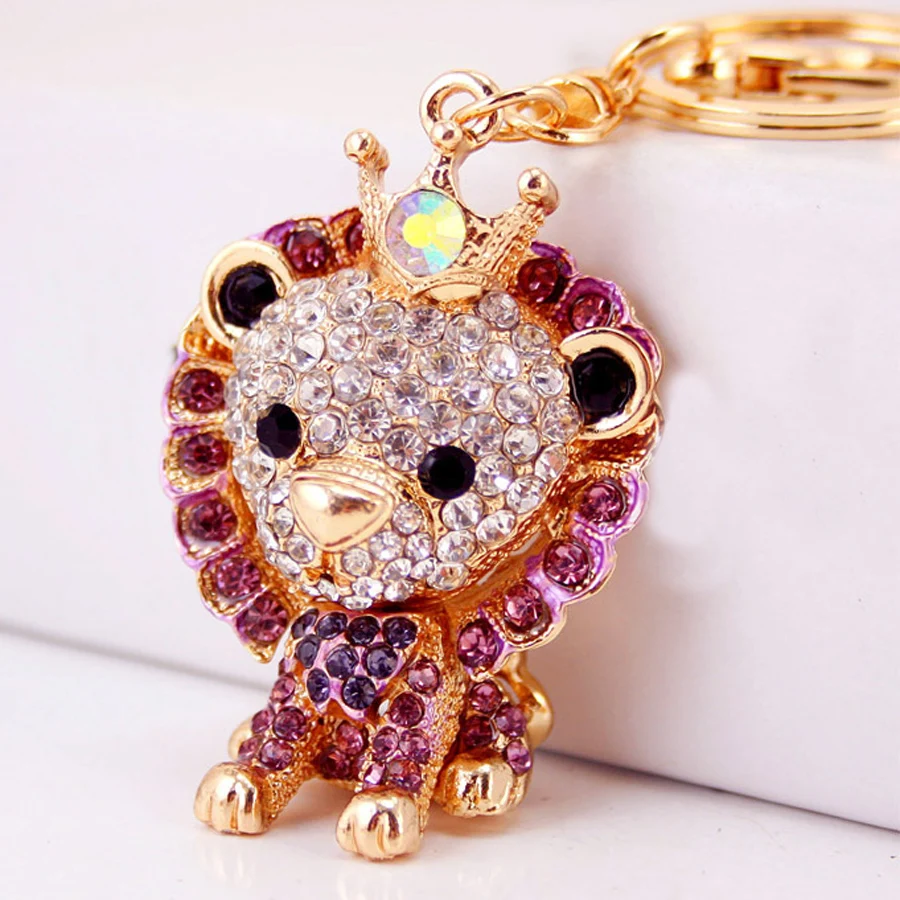 

Chaveiro!Creative Rhinestone Lovely Lion Key Chain Ring Holder Alloy Keychains Charm Women Bag Accessory Souvenir Gift R140