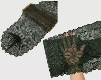 

2 Meters 21cm width Elastic Stretch Lace Trim For Sewing Wedding Decoration DIY Army Green Net Lace Trim Embroidered Lace Ribbon