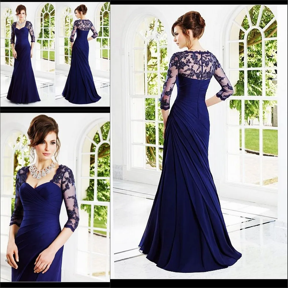 

Vestido De Festa 2015 New Arrival Sexy Three Quarter Long Evening Dresses Chiffon Formal Dresses Occasion Dresses prom Gowns