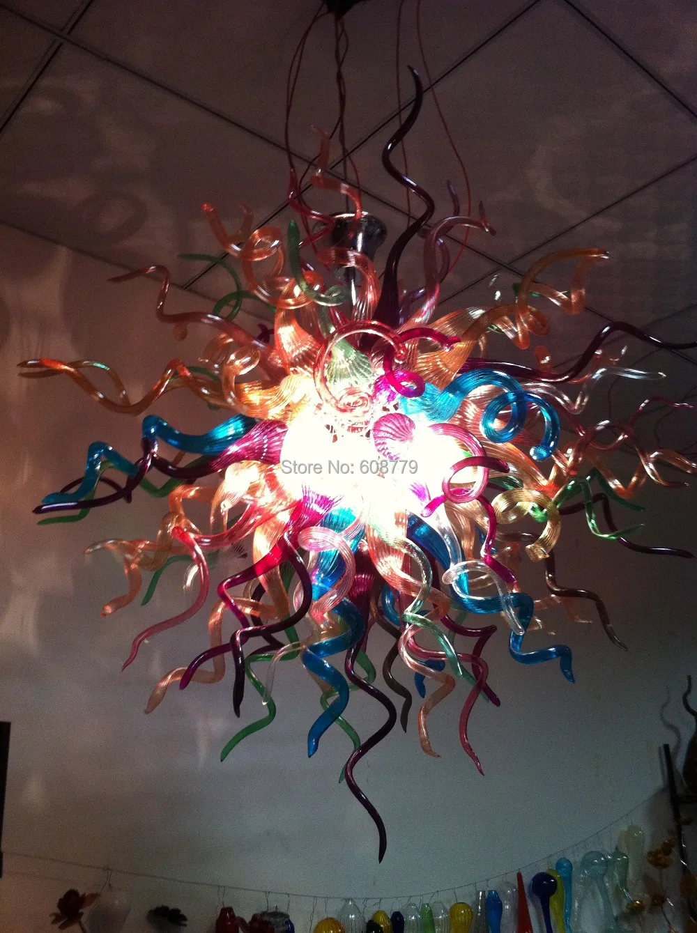 

Multi Colored 100% Hand Blown Glass Murano Amber Chandelier