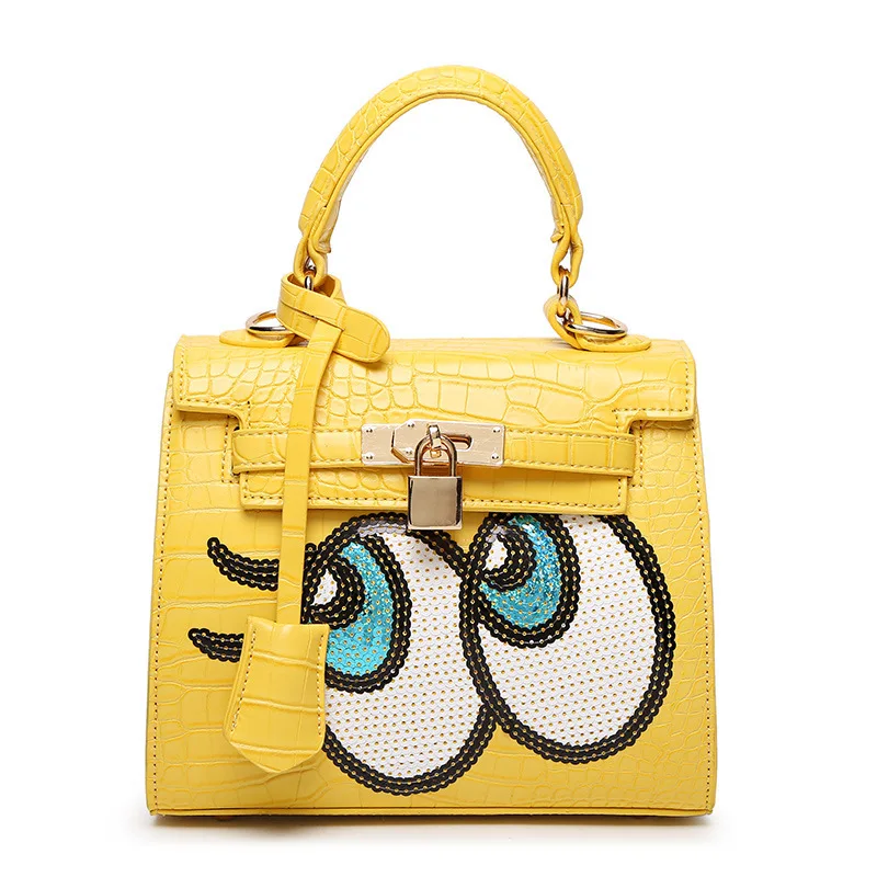 

AOYE casual PU leather handbag new fashion women tote bag ladies clutches famous brand shoulder alligator bags with eyes design