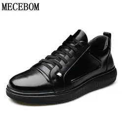 Мужская модельная кожаная обувь черного цвета без галстука для взрослых мужчин из натуральной кожи мужская повседневная обувь Size38-44 6075 м