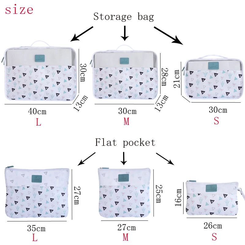 С рисунком 6 шт./компл. туристические комплект сетка для хранения Чемодан Упаковка Куб для Костюмы сумка для хранения нижнего белья Сумочка для умывальных принадлежностей