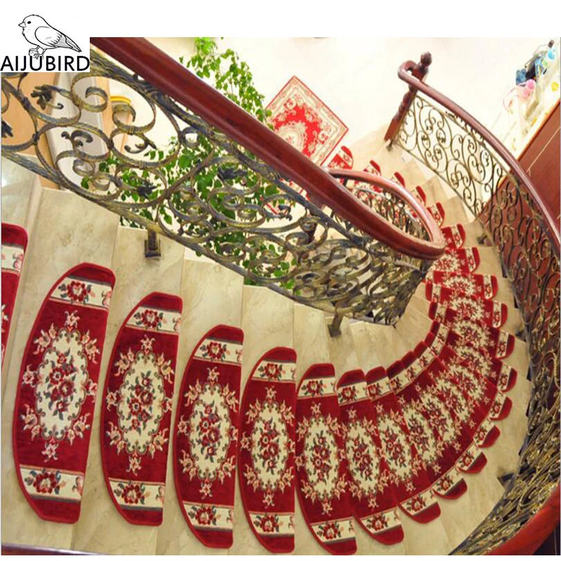 1pcs Chinese traditional red Stair Carpet Sets Slip Resistance Stair Tread Mats Step Rug For Stair 100% acrylic material foot