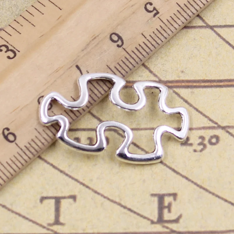 

20pcs Charms Jigsaw Puzzle Piece Autism Awareness 30x18mm Tibetan Pendants Antique Jewelry Making DIY Handmade Craft