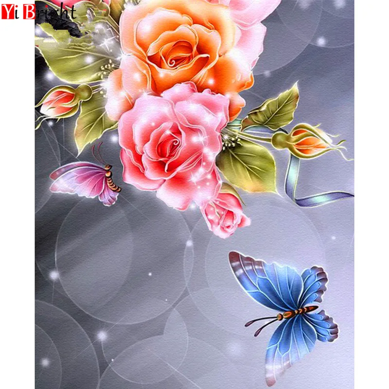 

peony rose butterfly Diamond mosaic Diamond Painting Cross Stitch 5d Diy Embroidery round Rhinestone 3D Mazayka sale XY1