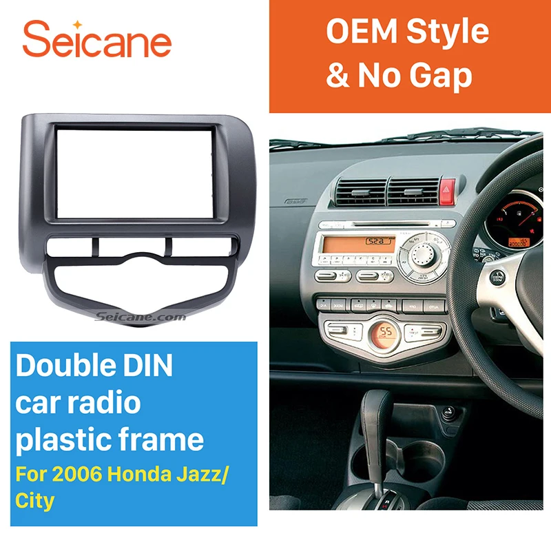 Seicane Car Radio Frame Double Din Fascia Mount for Honda Jazz City 2006 Auto AC RHD Audio Cover DVD Stereo CD | Автомобили и