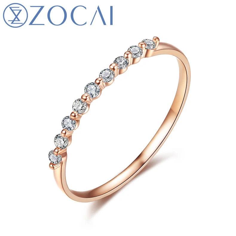 

ZOCAI Natural 0.16 CT Diamond Ring with Real 18K Rose Gold (Au750) W06264