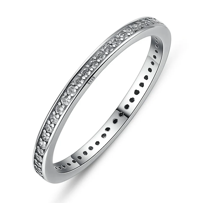 Топ продаж, подлинное 925 пробы серебро, 2 цвета, ослепительное CZ штабелируемое кольцо для женщин, свадебные ювелирные изделия, подарок матери SCR114 - Цвет основного камня: SCR030