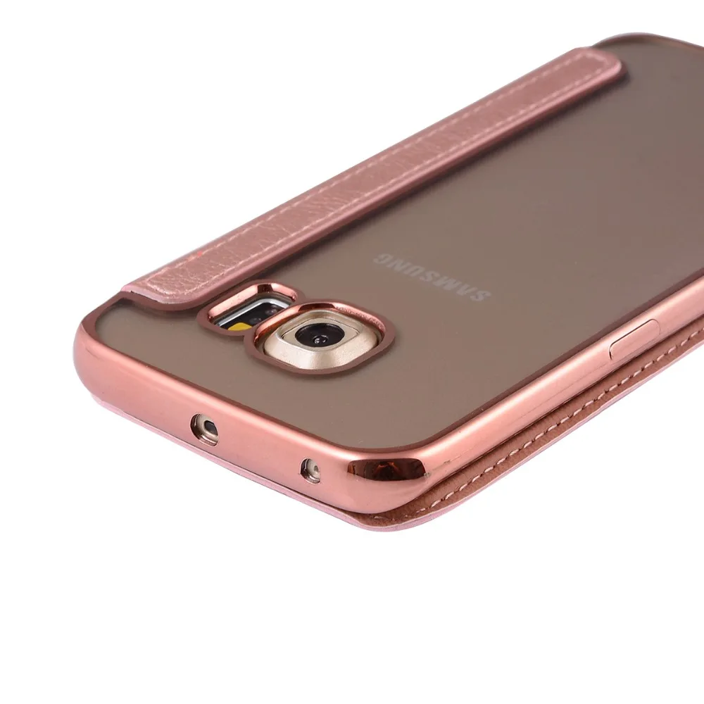 Покрытие Силиконовой ТПУ Кожаные Чехлы Флип чехол Для Samsung Galaxy S6 Edge G9250 G925F Luxury Case