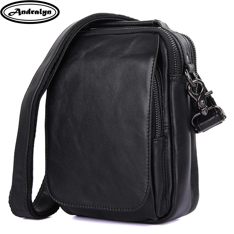 Andralyn Vintage Black/chocolate Messenger Bag for Men Genuine Leather Men&#39;s Shoulder Bag ...