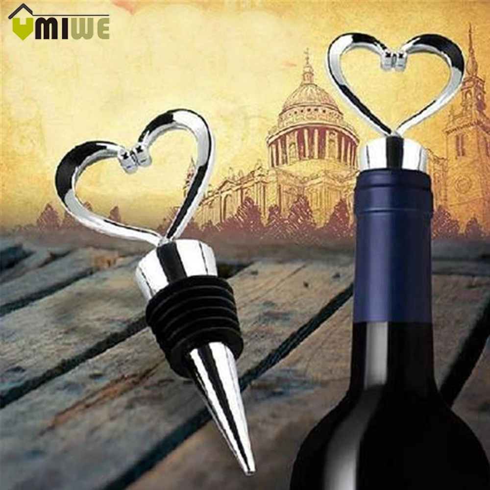 Heart Shaped Red Wine Champagne Bottle Stopper Twist Wedding Favors