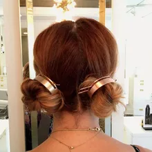 Блестящий золотой сплав булочка простая круглая заколка для волос аксессуары для волос булочка топ клетка для волос(2 комплекта/пара