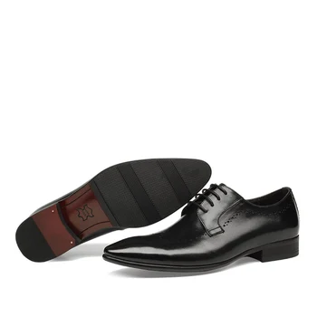 

Sipriks Pointed Toe Derby Shoes For Men Cow Leather Black Dress Shoes Boss Mens Business Office Formal Tuxedo Shoes Retro Gents