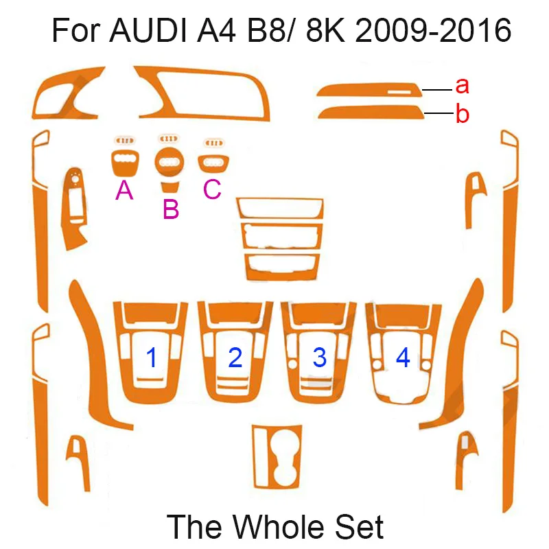 SUNFADA 3D 4D 5D виниловые наклейки из углеродного волокна для AUDI A4 B8 8K 2009- украшение интерьера автомобиля/обновление/защита