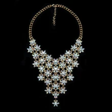 Joyería de moda de Lujo de Las Mujeres Collar de Flores Colgante ZA AB Crystal Collar Babero Declaración Gargantilla Boho Maxi Collier Femme Accesorio