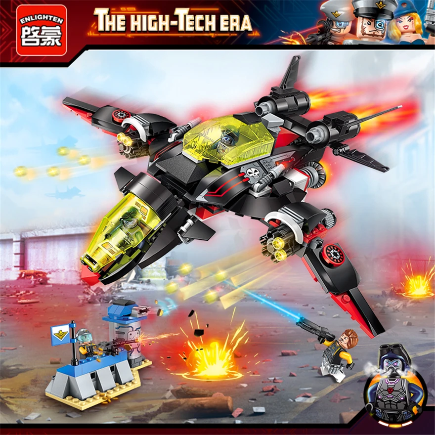 

Genuine Enlighten 2716 381Pcs Technic Lightning Bomber Fighter Model Building Block Toys Gift For Children