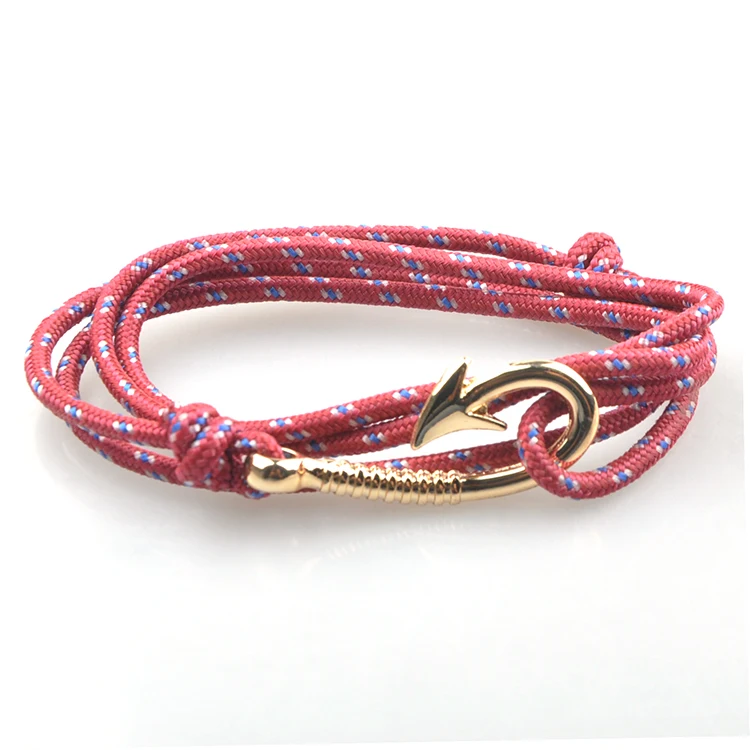 Adjustable New Fashion Anchor Hook Bracelets Men Woman Charm Survival Rope Chain Sport Paracord Lovers Golden GF | Украшения и