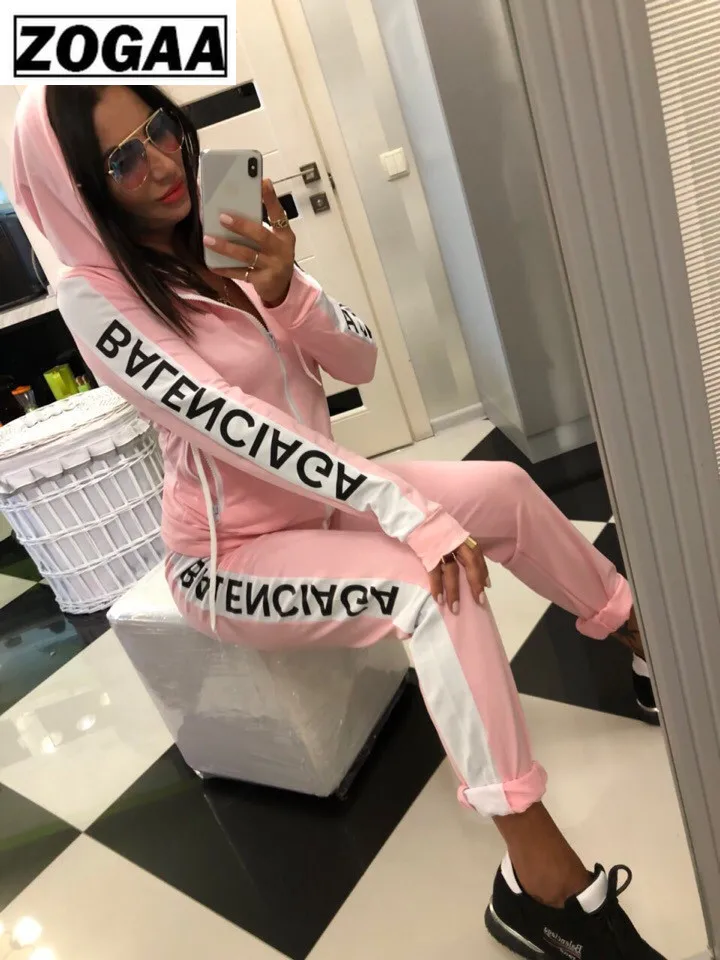 

Women Two Piece Set Top and Pants Club Outfits Ensemble Sport Femme Tracksuit Women Normcore/Minimalist Zipper Hooded Outfits