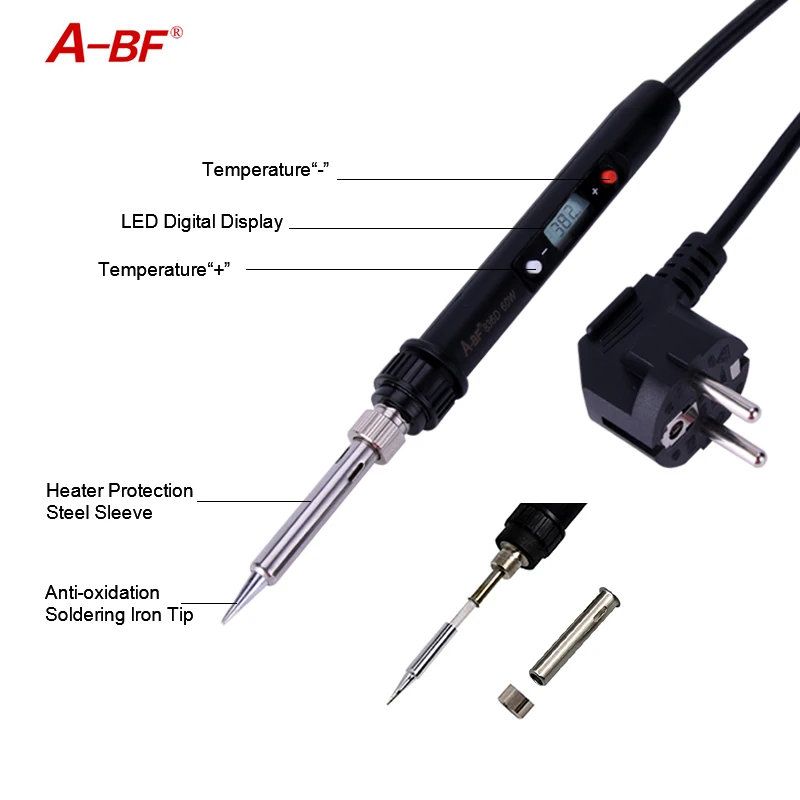 New A-BF 836D 60W Digital LCD Electric Soldering Iron Kit Temperature Adjustable 220V Soldering Iron Tip Desoldering Pump