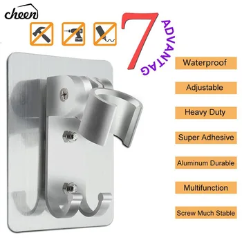 

Cheen Wall Gel Mounted Shower Head Stand Bracket Holder Hand Held Bathroom Shower Head Fitting Portable Bathroom Accessories