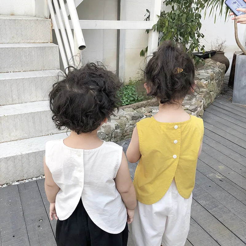 

Summer 2019 New Pure Color Vest for Boys and Boys Children Sleeveless Blouses Toddler Baby Fashion Solid Color Top Tee Clothes