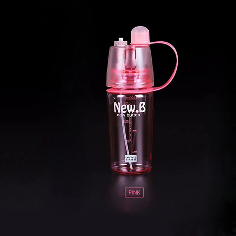 400 мл/600 мл спортивные бутылки воды с распылителем пространство чашка с герметичной увлажняющий для езды на велосипеде Пеший туризм кемпинг тренажерный зал бутылки для напитков - Цвет: 400ml Pink