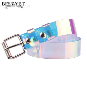 

Best YBT Women Belt PVC Alloy Pin buckle Belt colorful transparent dress decoration Hot Selling New Arrive Personality Belt