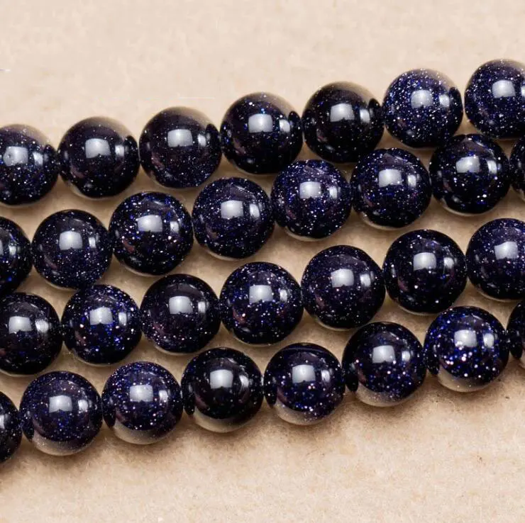 

Nature Blue Sandstone Round Loose Beads 15" One Strand 4 6 8 10 12 14 MM DIY Beads Making Jewelry Bracelet & Necklace