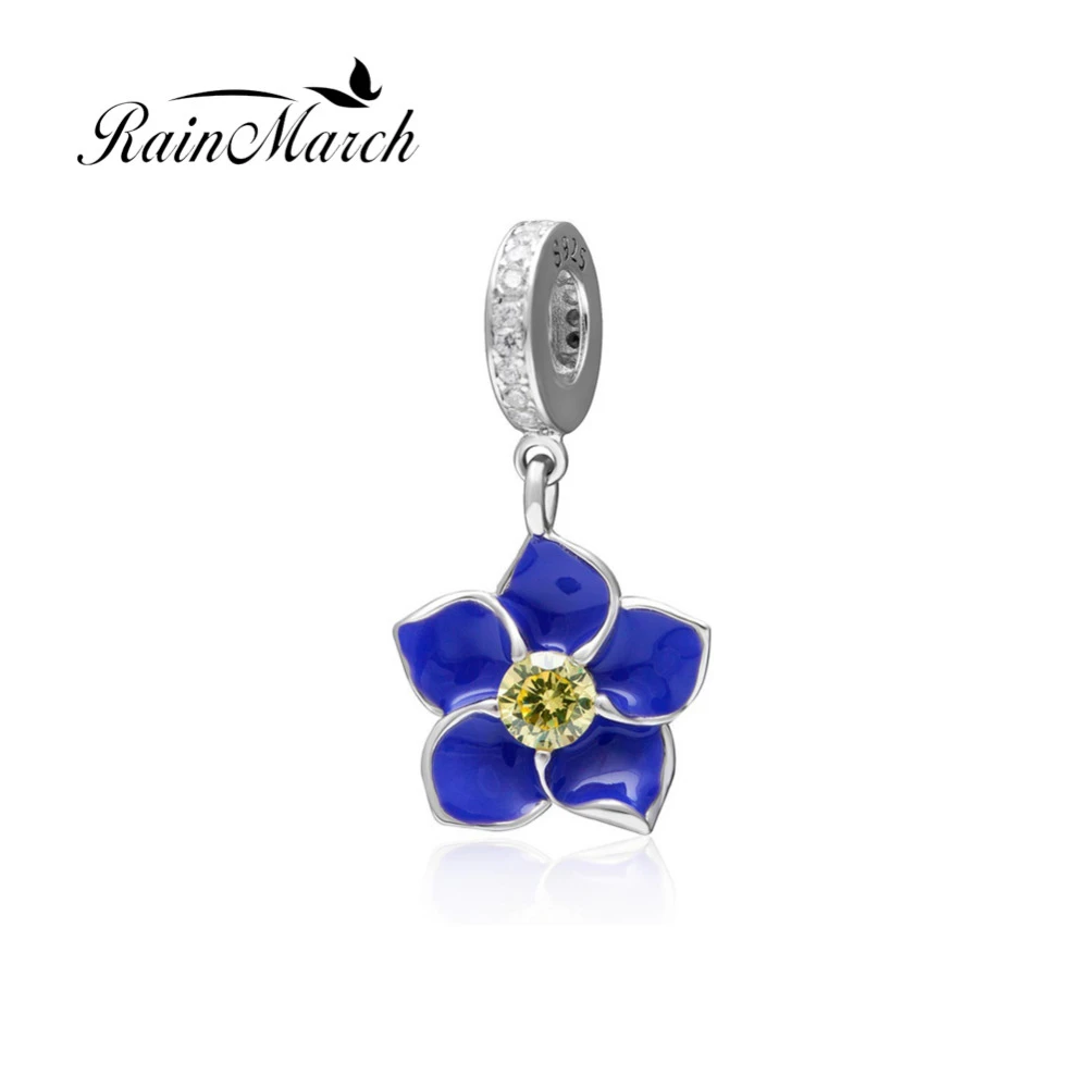 Bijoux fantaisie émail bleu orchidée pendentif à breloques Fit Pandora bracelets authentique 925 perles en argent sterling avec zircon cubique Bijoux fantaisie émail bleu orchidée pendentif à breloques Fit Pandora bracelets authentique 925 perles en argent sterling avec zircon cubique