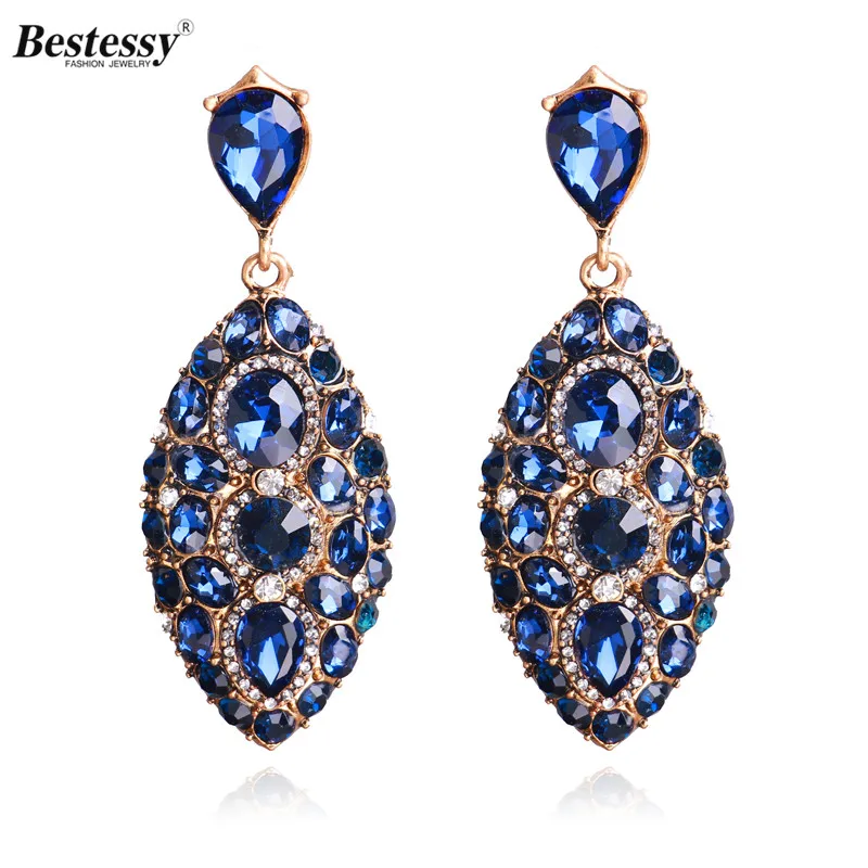 Bestessy New Luxury Flower Earrings Blue Gem Brand Party Antique Bestessy New Luxury Flower Earrings Blue Gem Brand Party Antique Statement Vintage Drop For Women Wedding Gift In From Jewelry