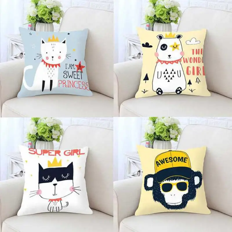 Милый чехол для подушки с кошкой Meow Милая принцесса Супер девочка король Мопс