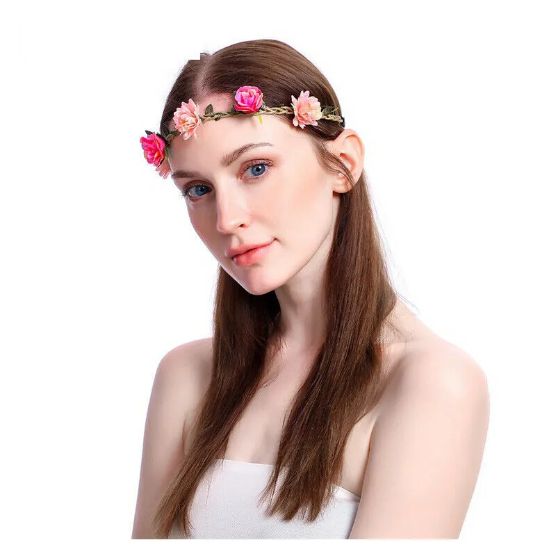 Women Girl Flower Fairy Bohemian Wedding Beach Tiara Crown hair headband Garland