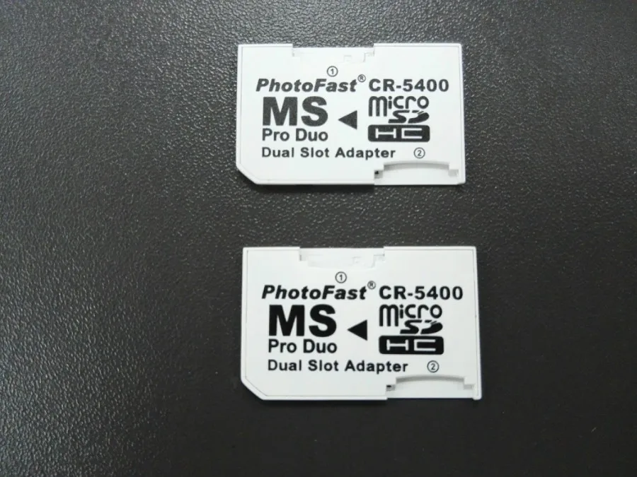 200PCS CR 5400 Dual Micro SD SDHC TF to Memory Stick MS Pro Duo Adapter