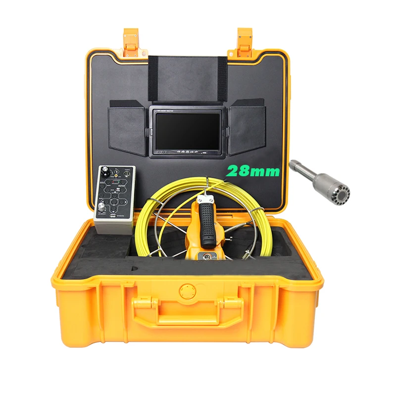 

Snake Video Inspection Camera System Pipe Drain Tube Sewer Well 30m Cable 28mm Self Leveling Camera Head Meter Counter DVR