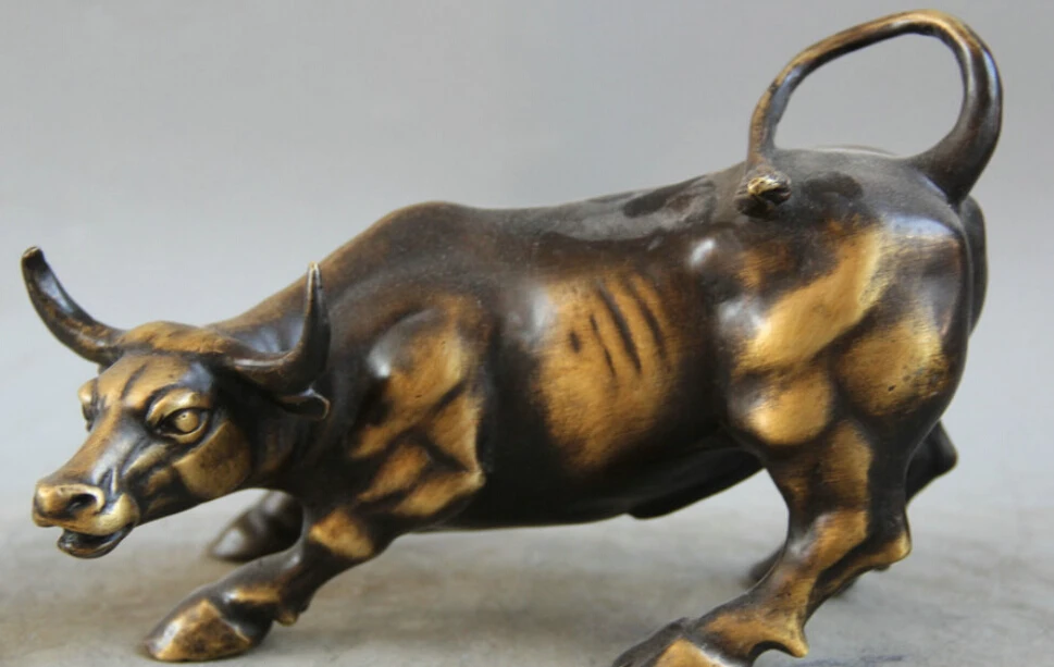 

R0717 Details about 8" Chinese Feng Shui Copper 12 Zodiac Year Bull Oxen Strong Statue Sculpture B0403