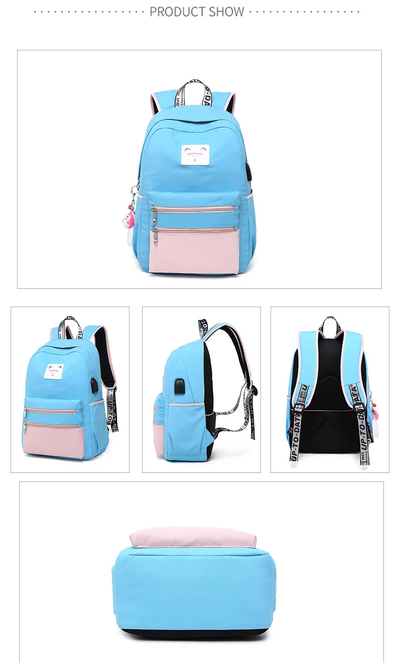 Backpack School Bag with Headphone Jack Backpacks with Charging Port Student Bag Female Multifunctional Backpack Child Backpacks (16)