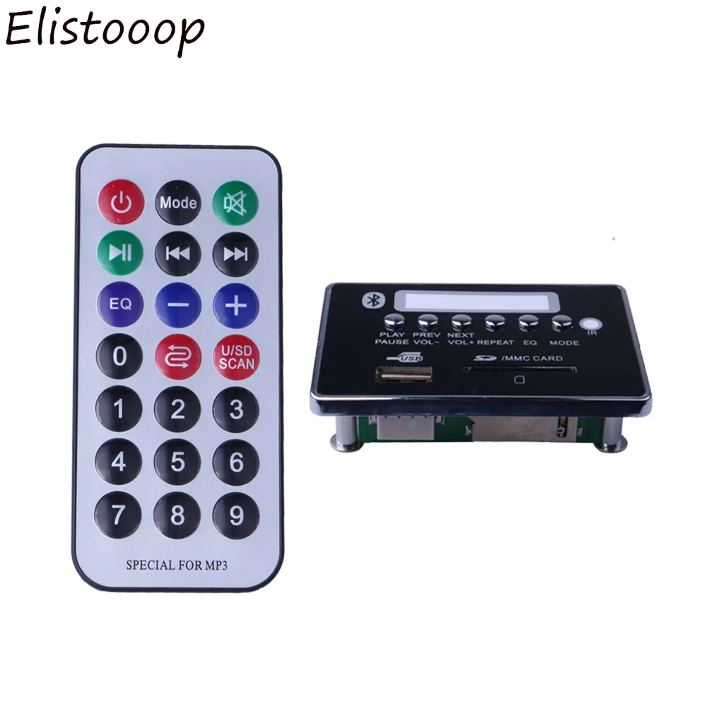 

Elistooop Bluetooth MP3 Decoder Board Module Car USB MP3 Player Integrated Remote Control USB FM Aux Radio