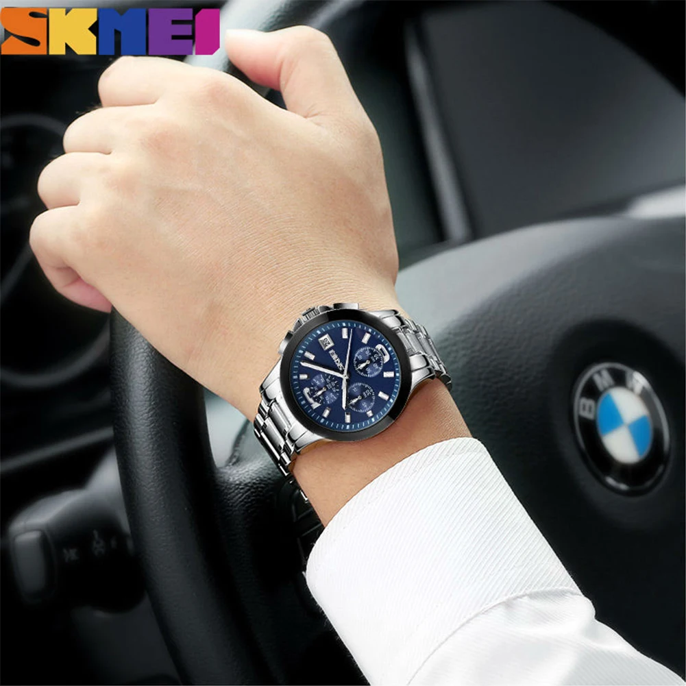 

SKMEI Fashion Men's Quartz High Quality Wristwatch Business Watch 30m Waterproof Stainless Steel Band Movement Date