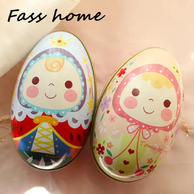 

2015 new HOT!!! 4pcs/set two size mix cute design Fashion Wedding Supplies Candy Packaging Candy Box Tin Easter Day Eggs